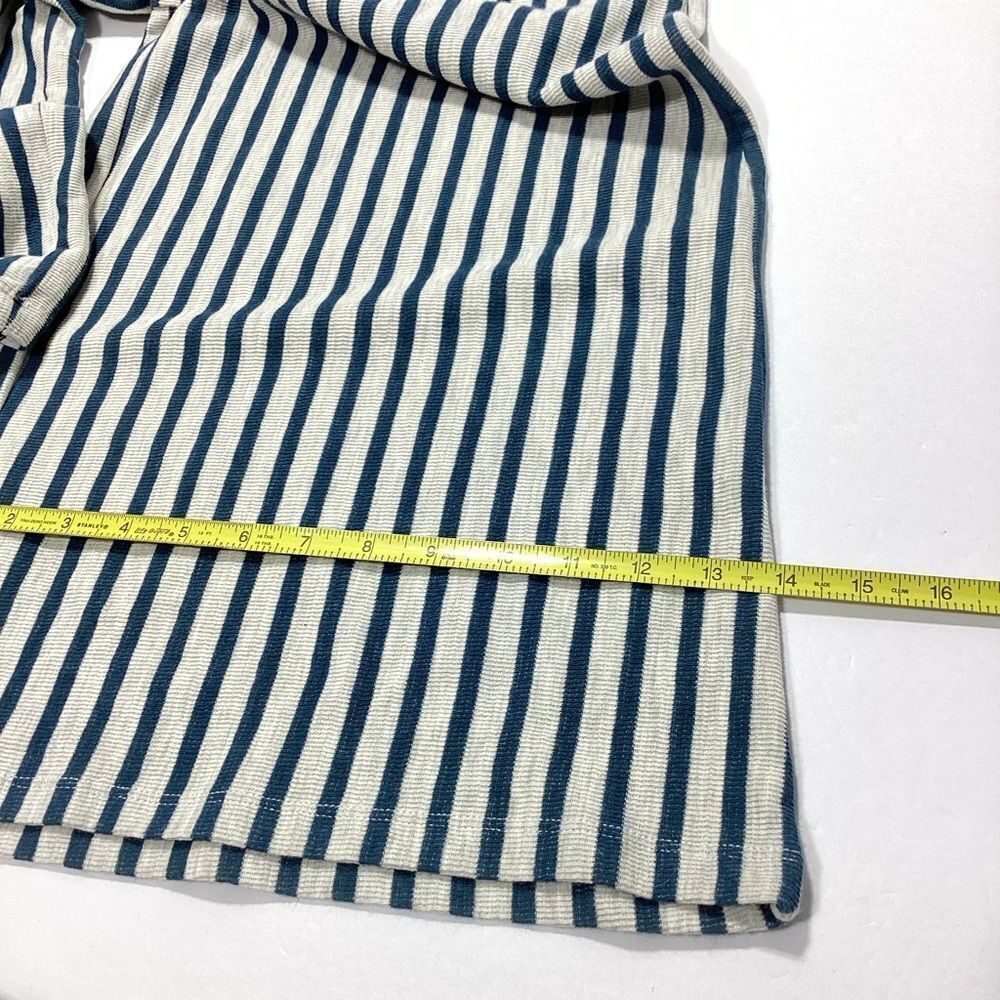 Pull & Bear Wide Leg Cropped Jumpsuit Size L Blue Gray Stripe Side Cutout Casual - Picture 12 of 14